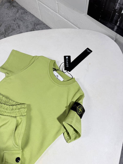 Stone Island Kids Luxury Compass Patch T-Shirt & Shorts Set AAA Quality Reps UK