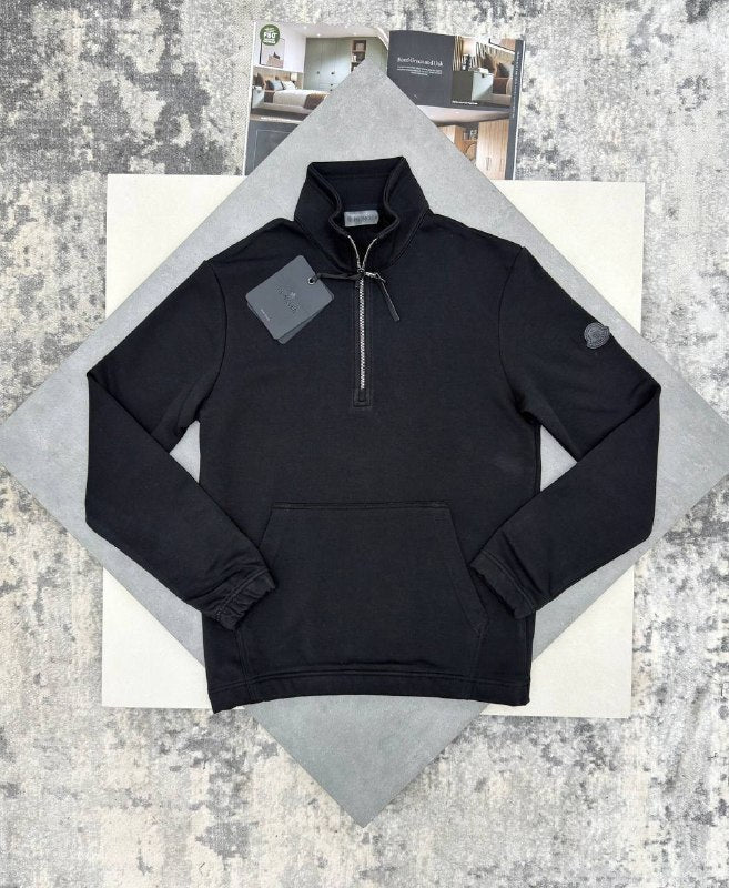 Moncler Men's Luxury Quarter-Zip Fleece Jumpers with Sleeve Patch AAA Quality Reps UK