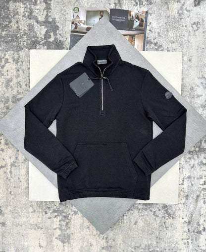Moncler Men's Luxury Quarter-Zip Fleece Jumpers with Sleeve Patch AAA Quality Reps UK
