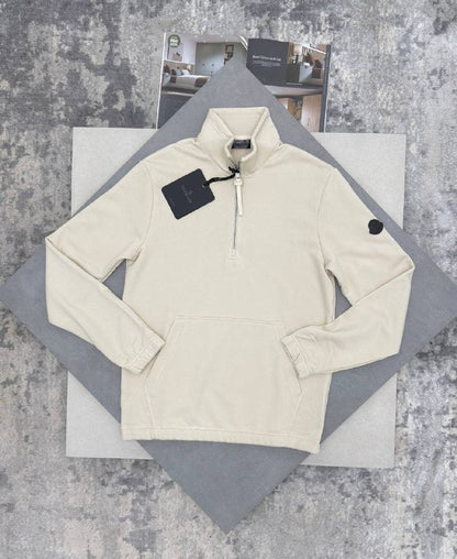 Moncler Men's Luxury Quarter-Zip Fleece Jumpers with Sleeve Patch AAA Quality Reps UK