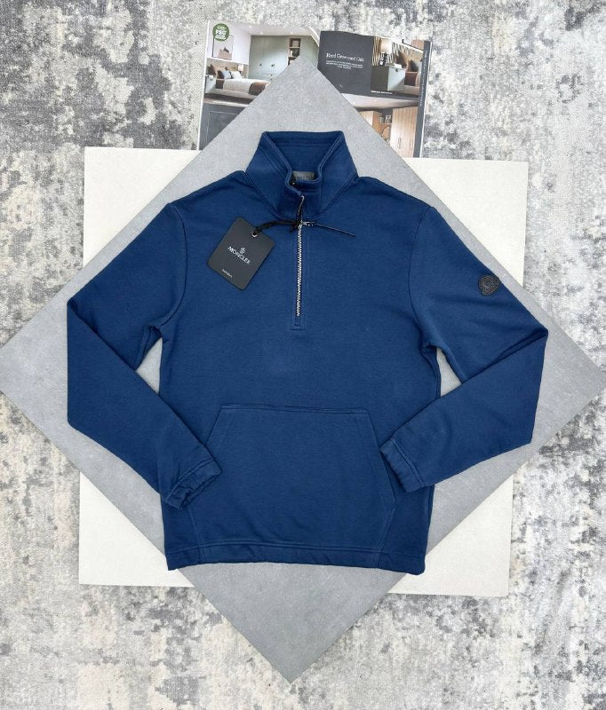 Moncler Men's Luxury Quarter-Zip Fleece Jumpers with Sleeve Patch AAA Quality Reps UK