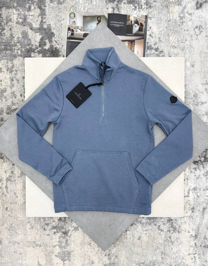 Moncler Men's Luxury Quarter-Zip Fleece Jumpers with Sleeve Patch AAA Quality Reps UK