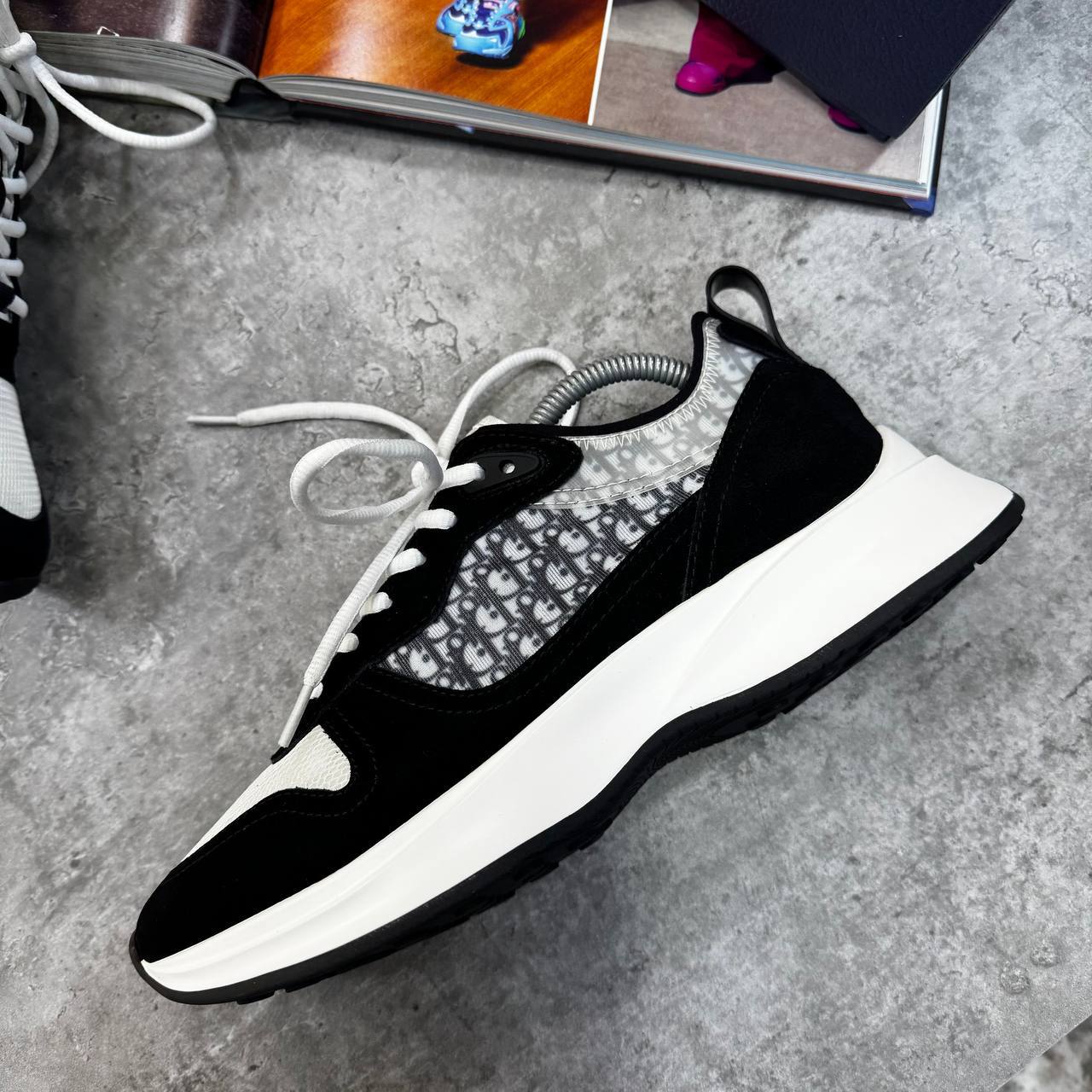 Dior B25 Men's Luxury Runner Black and White Oblique Sneakers AAA Quality Reps UK