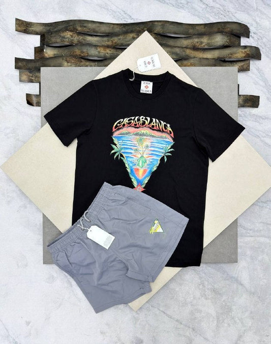Casablanca Men's Tropical Volcano Graphic Tee and Shorts Set AAA Quality Reps UK