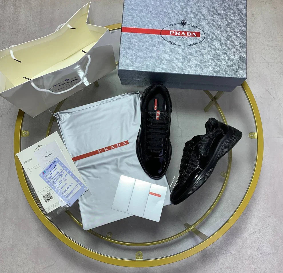 Prada America's Cup Bike Fabric Trainers Mens Black UK Reps AAA Quality