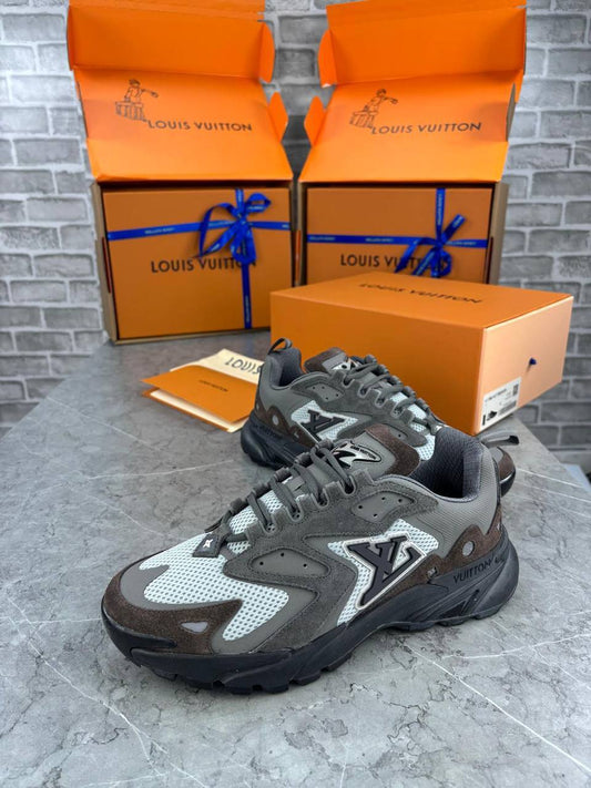 Louis Vuitton Runner Tactic Trainer Sneakers Grey Mens UK Reps AAA Quality