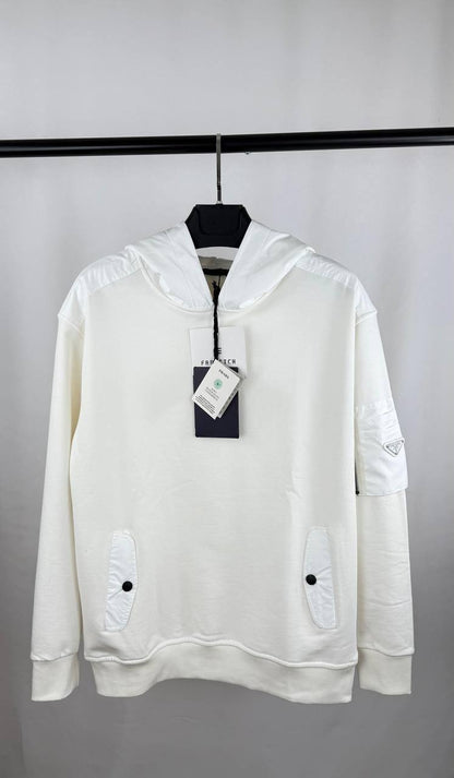 Prada Triangle-Logo Cotton & Re-Nylon Hoodie Mens in 2 Colors UK Reps AAA Quality