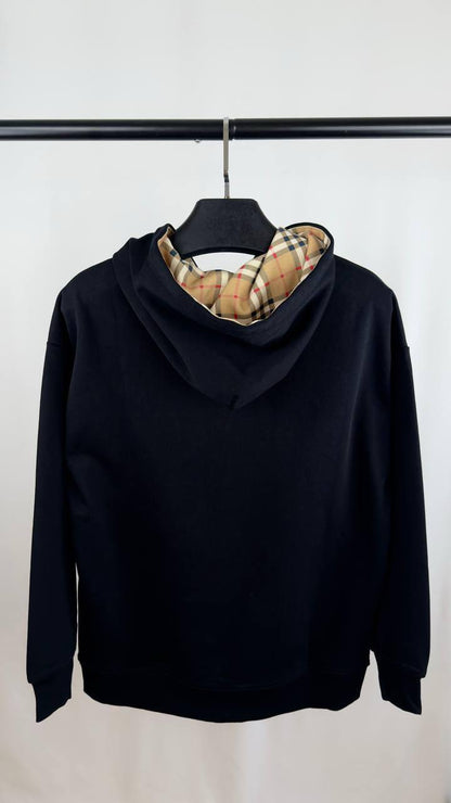 Burberry EKD Check Logo Patch in Black Mens Hoodie UK Reps AAA Quality