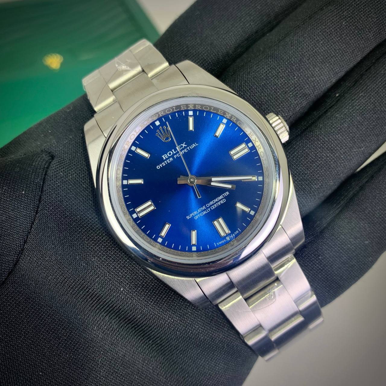 Rolex Oyster Perpetual 36 with Mediterranean Blue Dial Mens Watch UK Reps AAA Quality