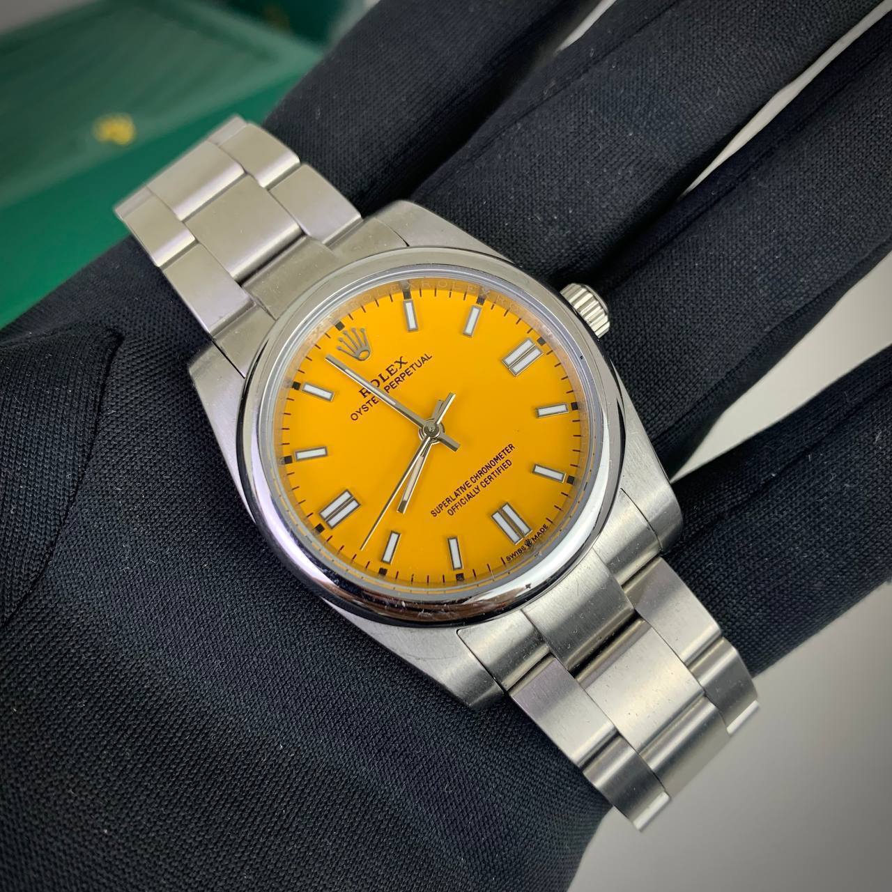 Rolex Oyster Perpetual 36 Yellow Dial Mens Watch UK Reps AAA Quality