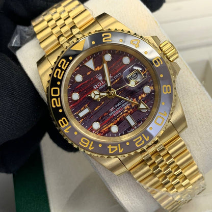 Rolex GMT-Master II Yellow Gold with Custom Sunset Dial Watches Mens AAA Quality UK Reps