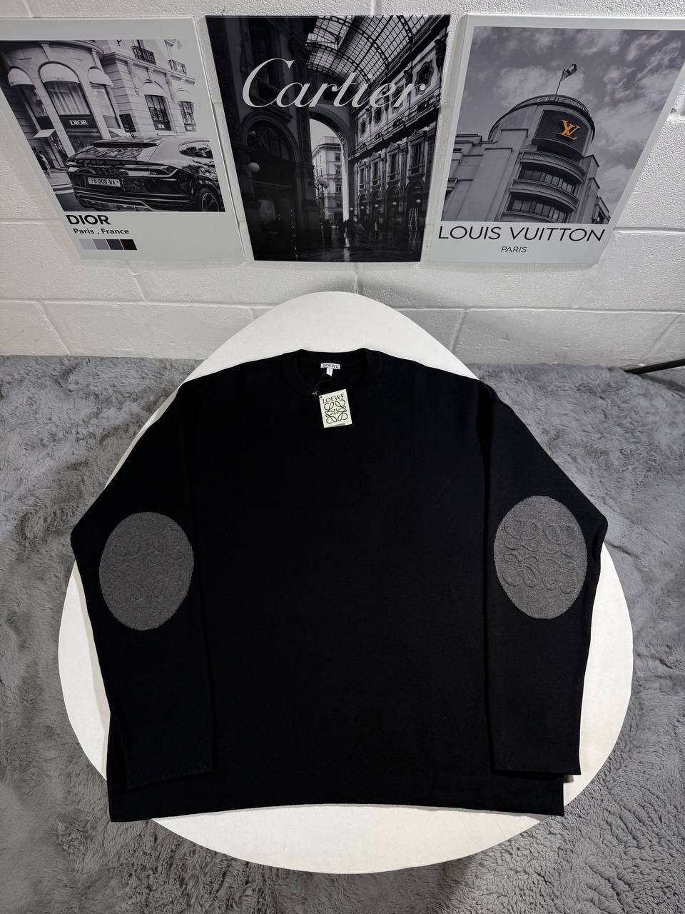 Loewe Anagram Patch Crewneck Mens Jumpers Black UK Reps AAA Quality