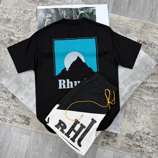 Rhude Moonlight Logo Graphic T-Shirts & Shorts Set in Multiple Colors UK Reps AAA Quality