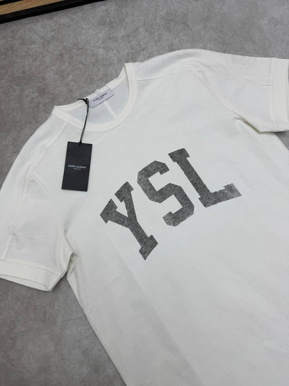 Saint Laurent YSL Logo Cotton Mens T-Shirts in 2 Colors UK Reps AAA Quality