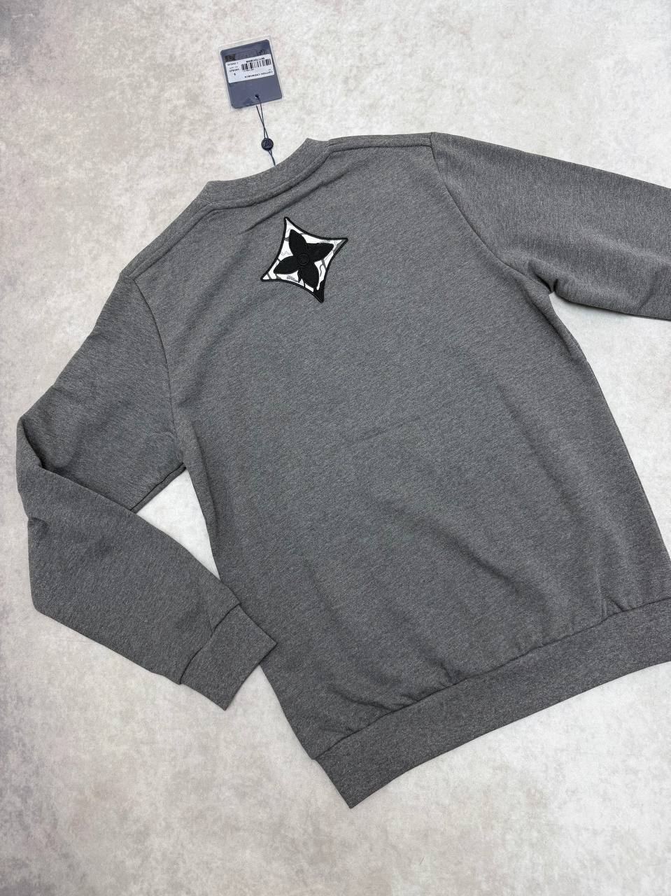 Louis Vuitton Zipped Logo Sleeve Jumper Grey UK Reps AAA Quality