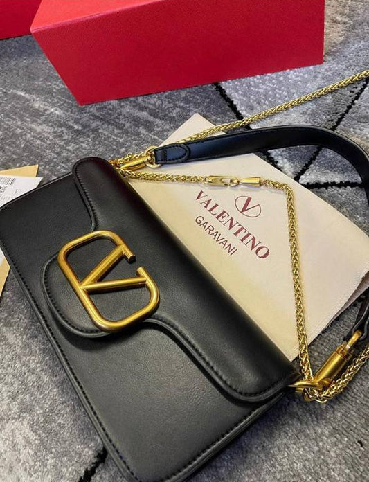 Valentino Garavani Logo Small Shoulder Bag in Black Color UK Reps AAA Quality