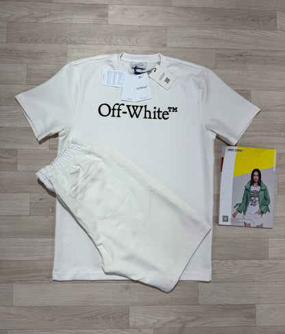 Off-White Big Bookish Logo T-Shirt & Shorts White UK Reps AAA Quality