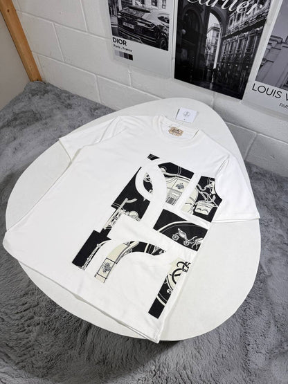 Hermes Silk Patchwork T-Shirt Mens in Multiple Colors UK Reps AAA Quality