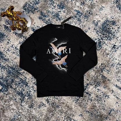 Amiri Crane Crew Neck Jumpers Mens Black UK Reps AAA Quality