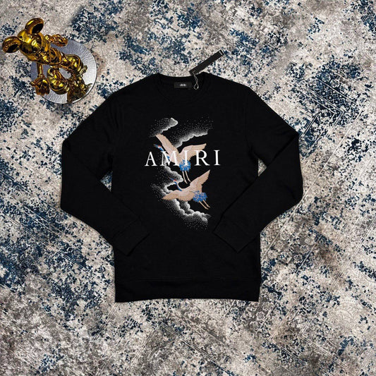 Amiri Crane Crew Neck Jumpers Mens Black UK Reps AAA Quality