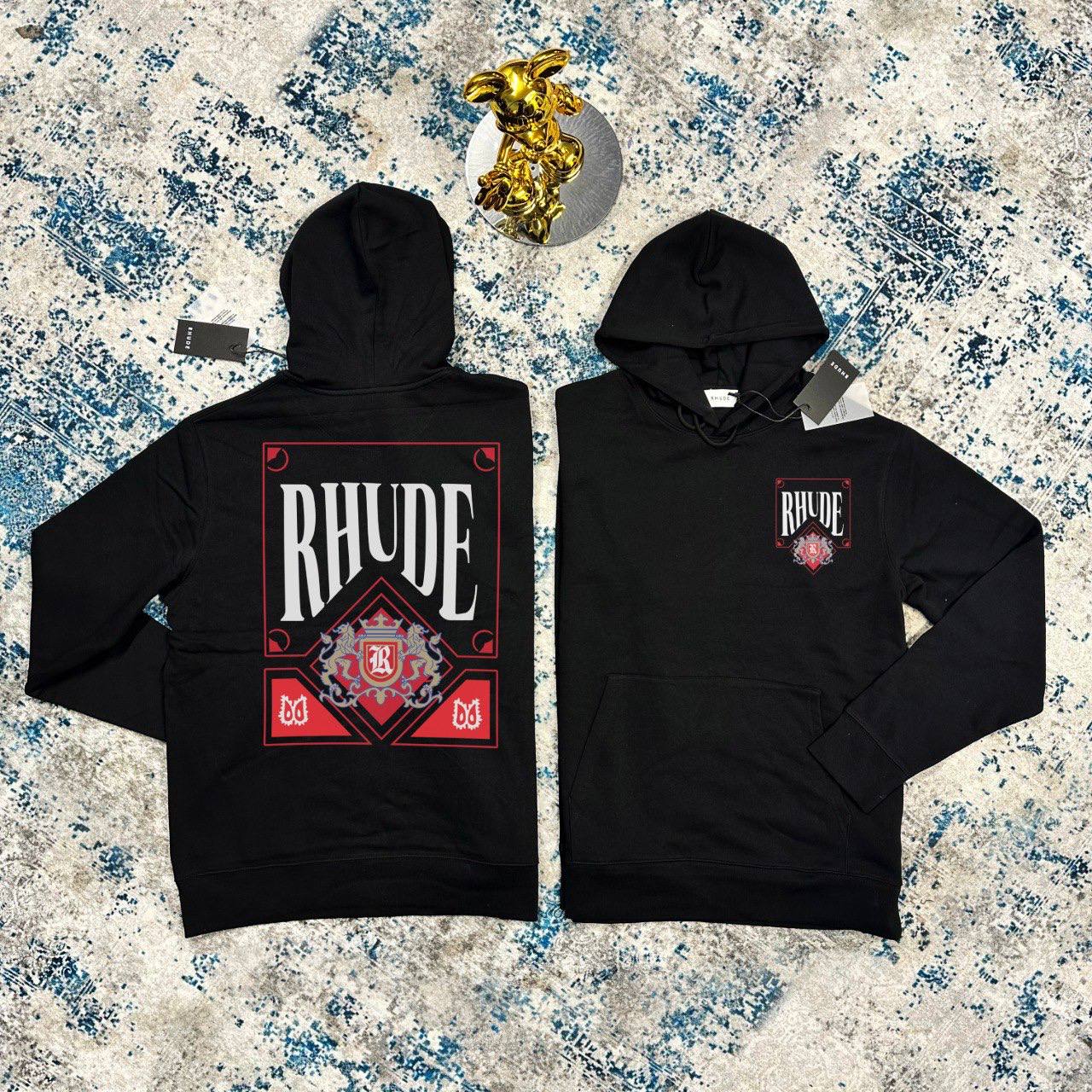Rhude Card Red Hoodie in Black Color for Mens UK Reps AAA Quality