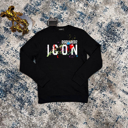 Dsquared2 Splatter Logo Crew Jumpers Mens UK Reps AAA Quality
