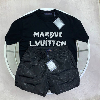Louis Vuitton Embroidered T-Shirts & Shorts Set in Multiple Colors UK Reps AAA Quality