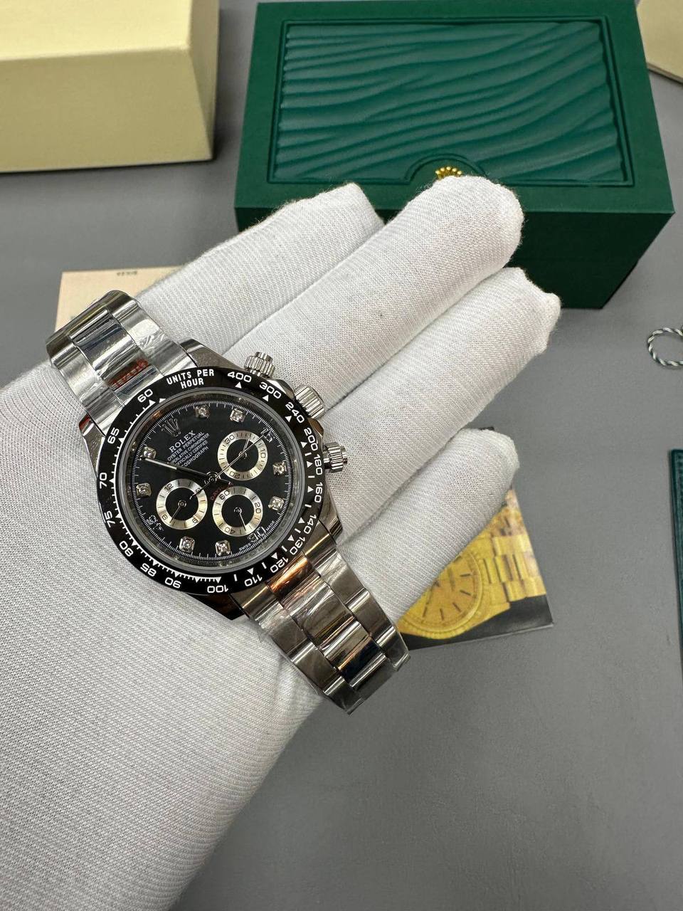 Rolex Daytona Steel / Diamond Black Dial Mens Watch UK Reps AAA Quality