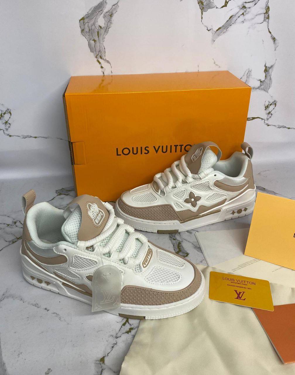 Louis Vuitton Beige Womens Trainers UK Reps AAA Quality