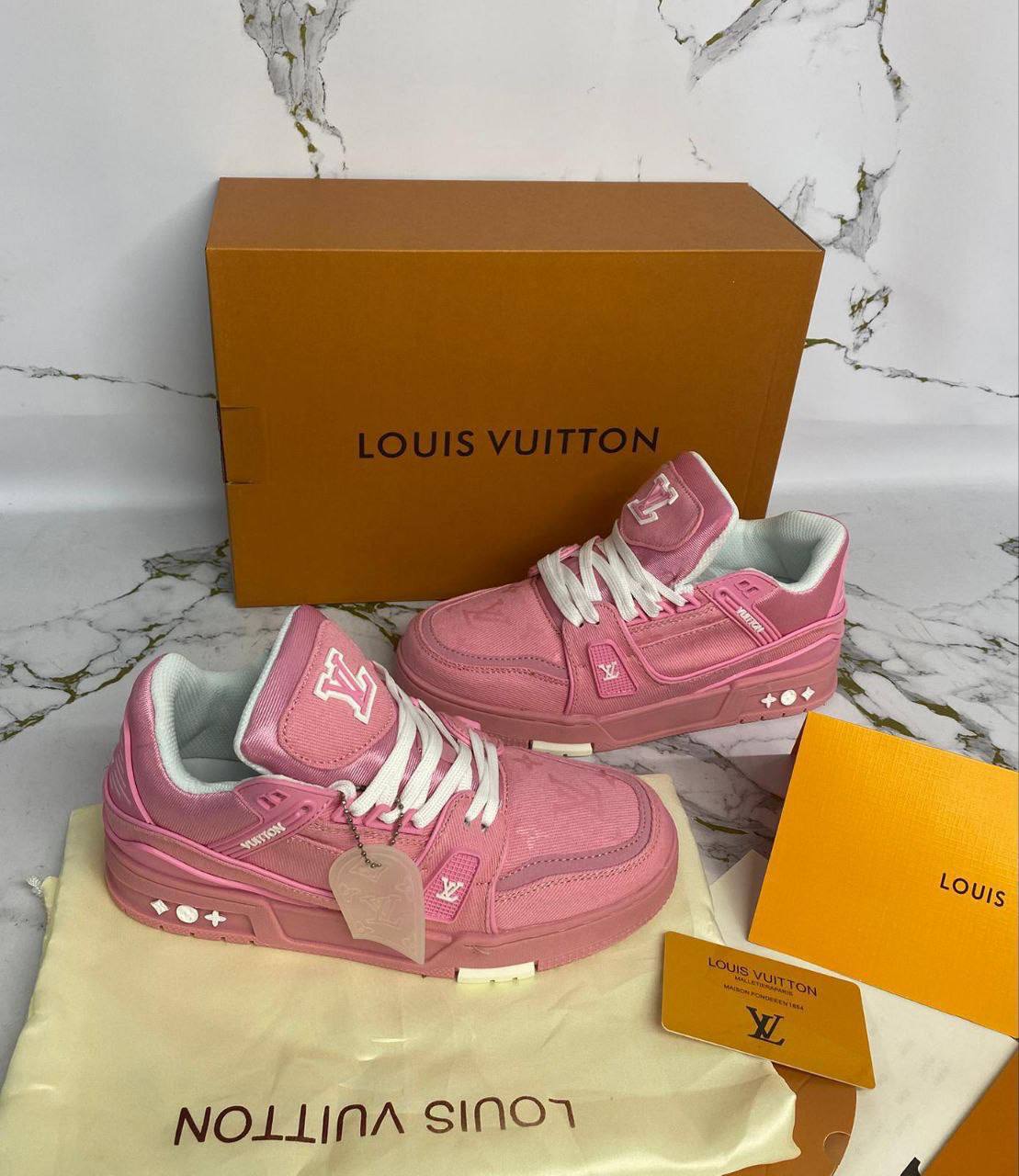 Louis Vuitton Pink Womens Monogram Trainers UK Reps AAA Quality