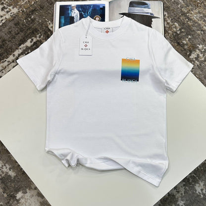 Casablanca Rainbow Gradient Square T-Shirt in White Color UK Reps AAA Quality