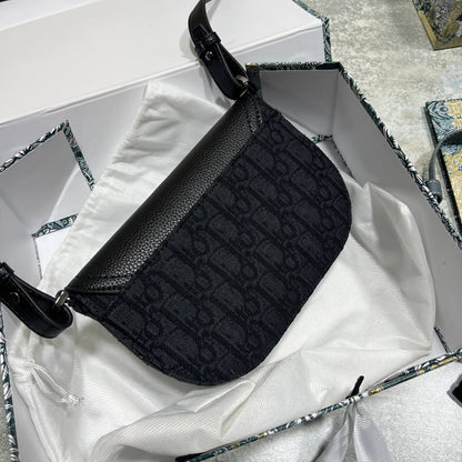 Christian Dior Mini Saddle Messenger Bags with Flap Mens Bag Black UK Reps AAA Quality
