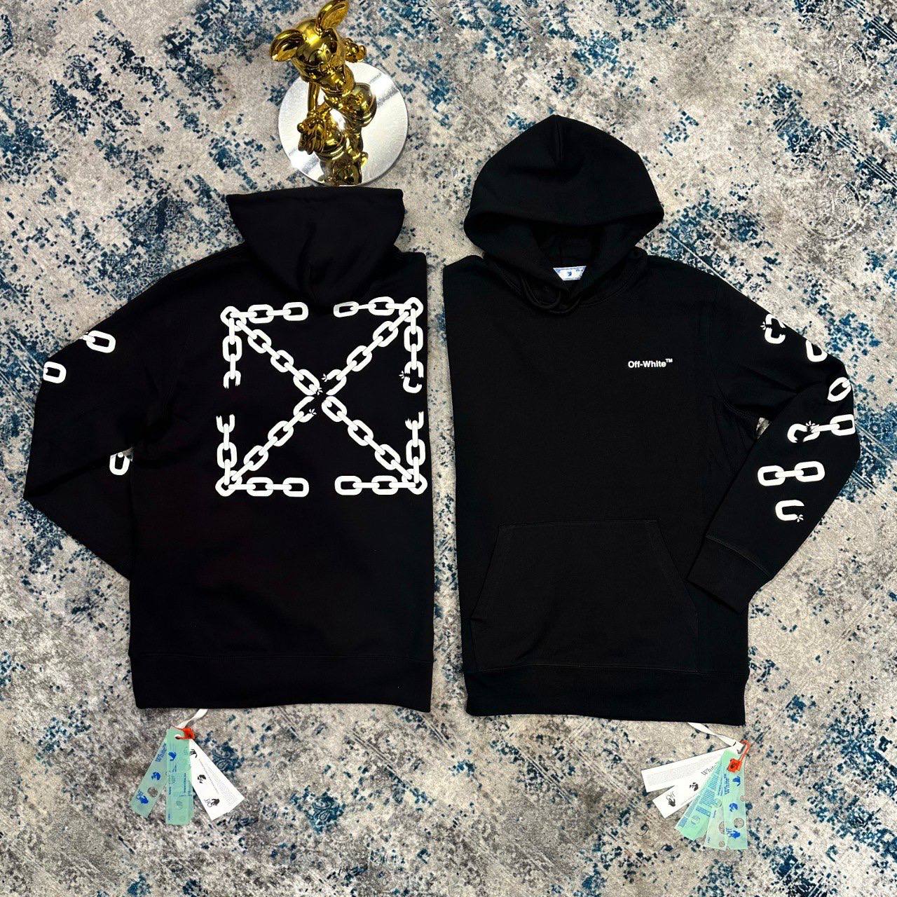 Off-White Link Arrows Slim Fit Hoodie Mens in Black Color UK Reps AAA Quality