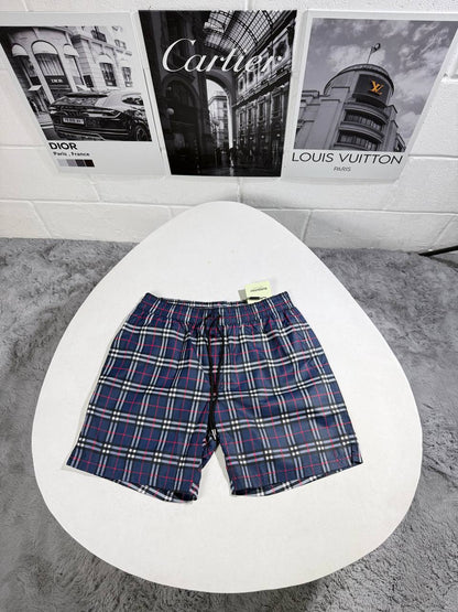 Burberry Checked Drawcord Blue Shorts Men's UK Reps Sale AAA Quality