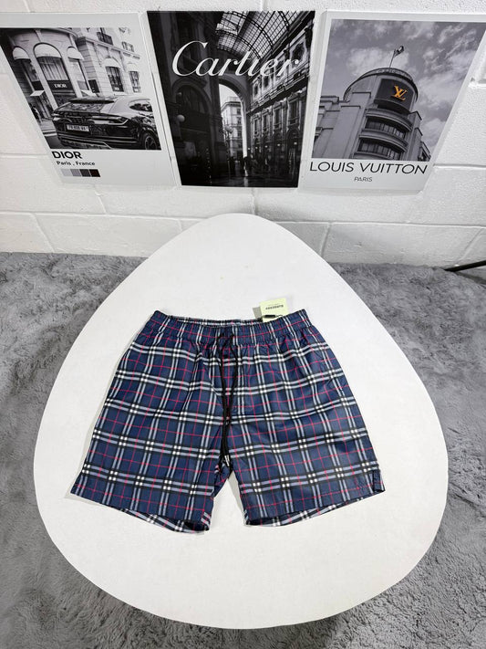 Burberry Checked Drawcord Blue Shorts Men's UK Reps Sale AAA Quality