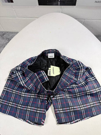Burberry Checked Drawcord Blue Shorts Men's UK Reps Sale AAA Quality