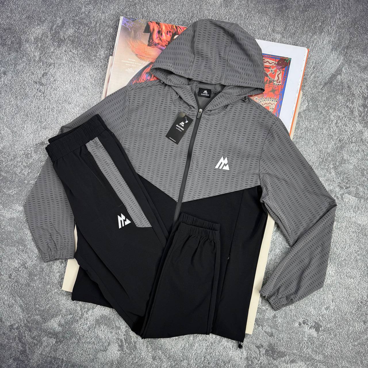 Montirex Two-Tone Technical Charcoal & Jet Black Tracksuit Mens UK Reps AAA Quality