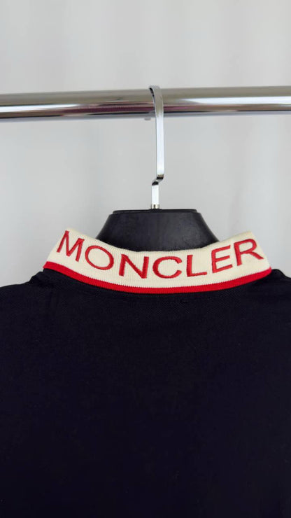 Moncler Tricolour-Trimmed Polo Shirts Mens in 2 Colors UK Reps AAA Quality