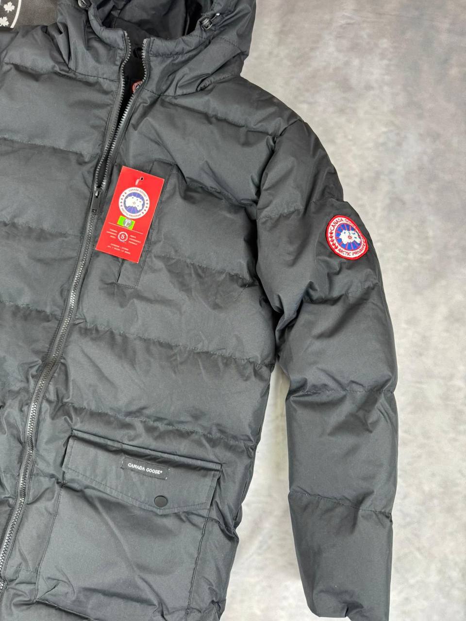 Canada Goose Hooded Down Parka Long Coats Mens in Black Color UK Reps AAA Quality