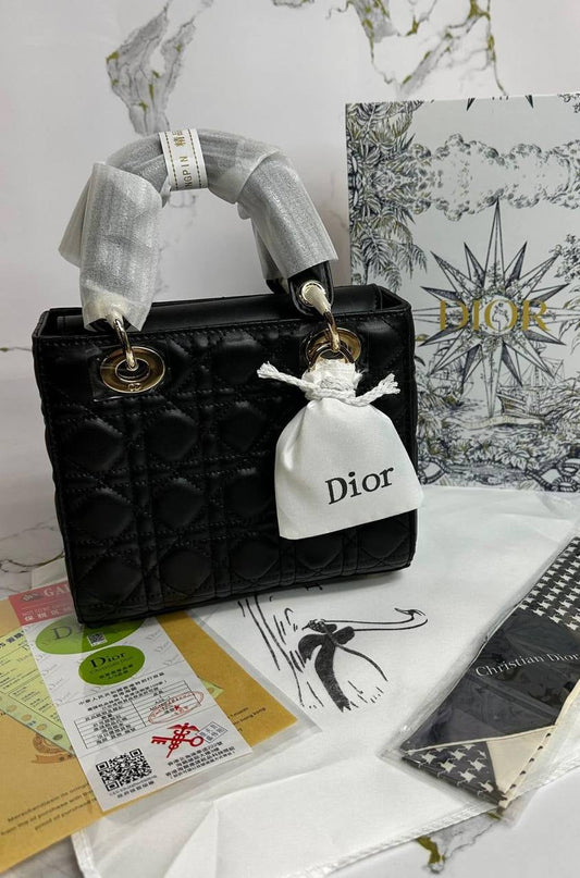 Dior Lambskin with Champagne Gold Hardware Bags Womens Black UK Reps AAA Quality