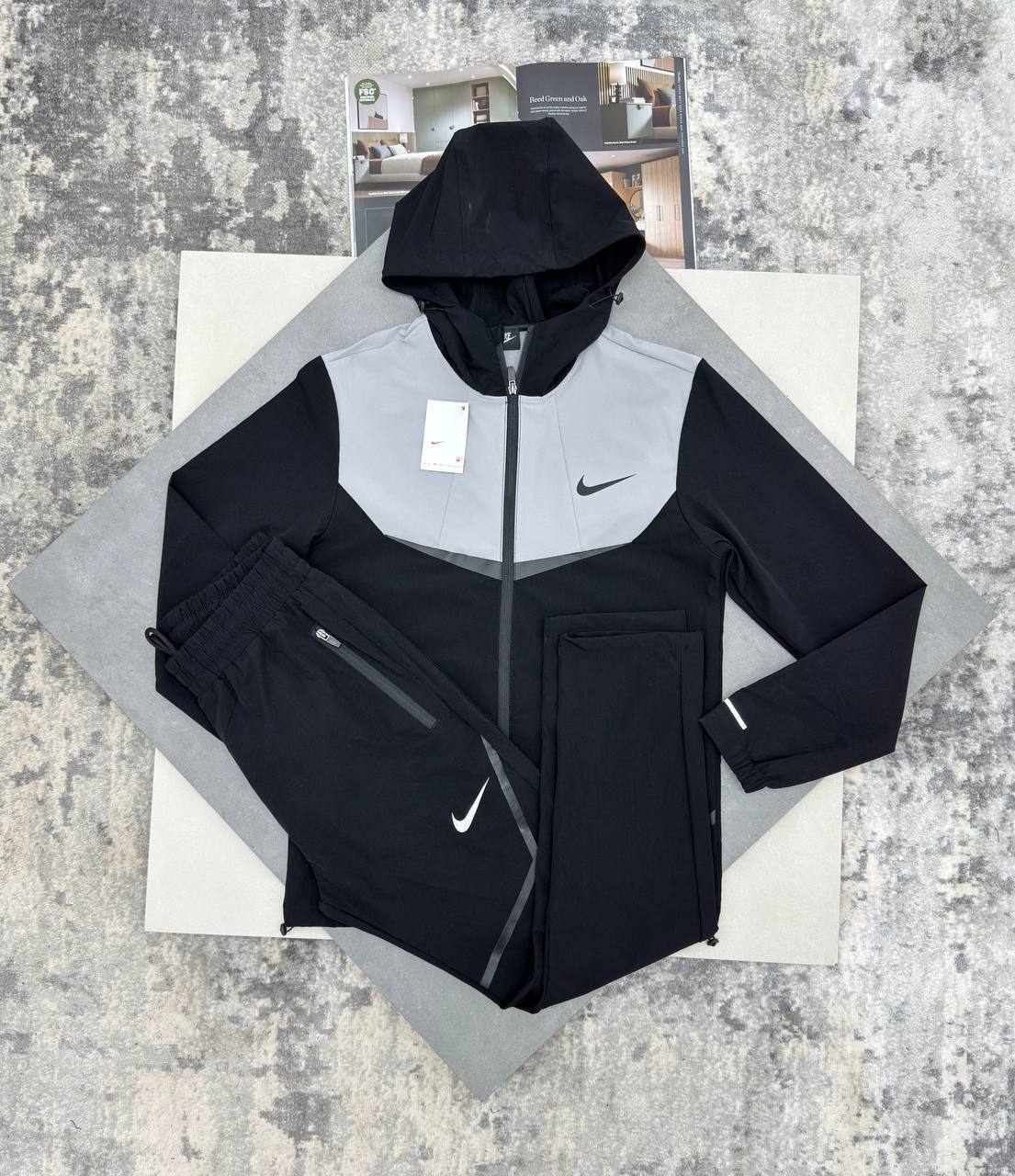 Nike Windrunner Black/Grey Tracksuits Mens UK Reps AAA Quality