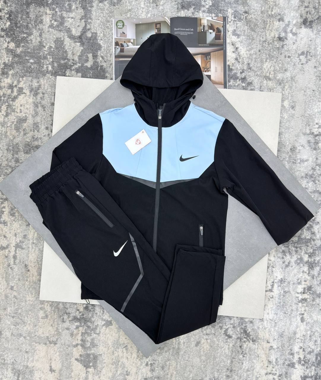 Nike Windrunner Black/Blue Tracksuits Mens UK Reps AAA Quality