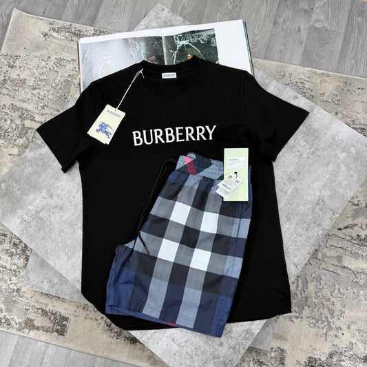 Burberry Classic Logo Print T Shirt & Shorts Set Mens UK Reps AAA Quality