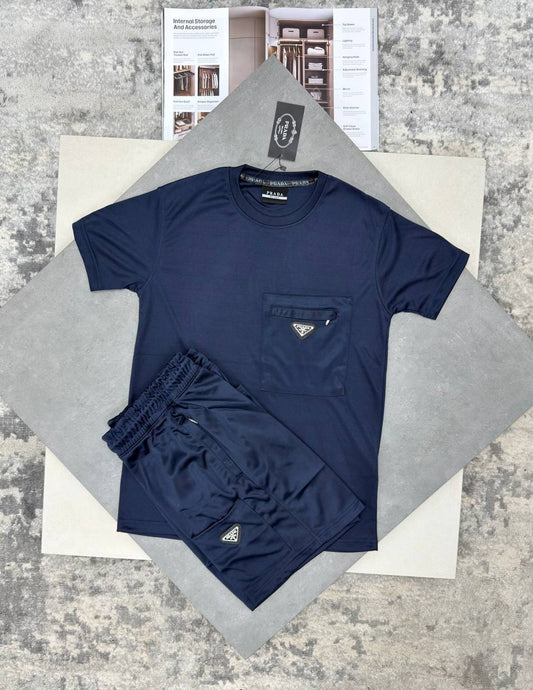 Prada Re-Nylon and Jersey Men's Navy T-Shirts and Shorts UK Reps AAA Quality