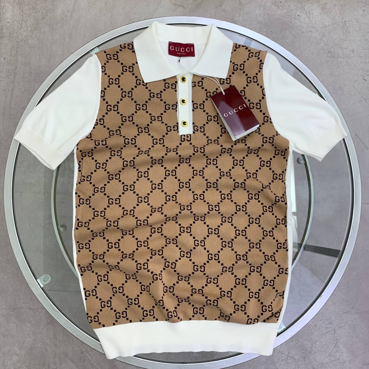 Gucci Men's Luxury Monogram Knit Polo Shirt Set AAA Quality Reps UK