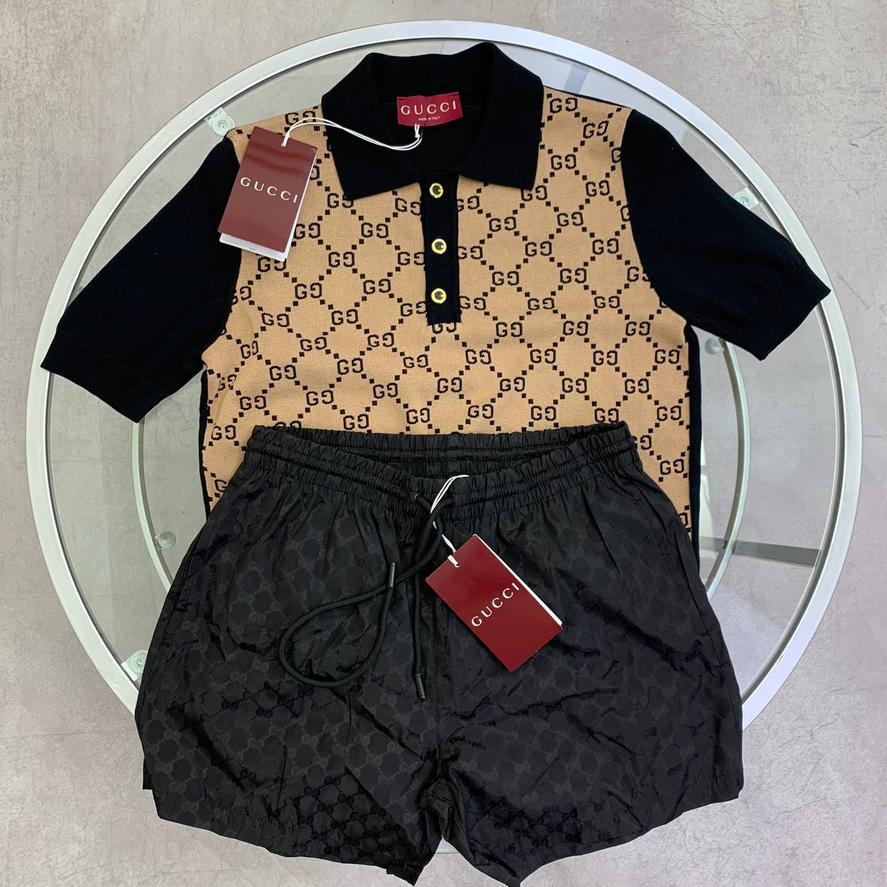 Gucci Men's Luxury Monogram Knit Outfit Set AAA Quality Reps UK