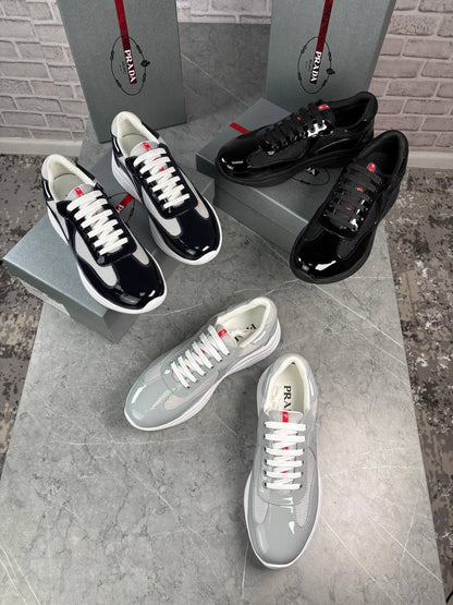 Prada America's Cup Patent Leather Mens Trainers in Multiple Colors UK Reps AAA Quality