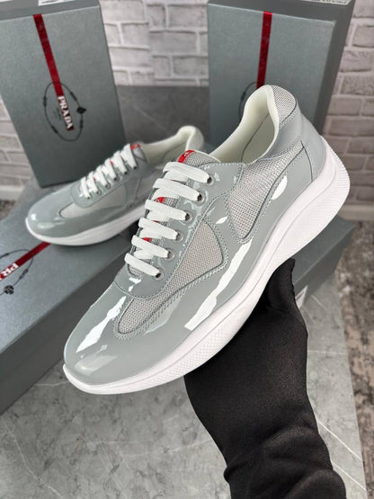 Prada America's Cup Patent Leather Mens Trainers in Multiple Colors UK Reps AAA Quality
